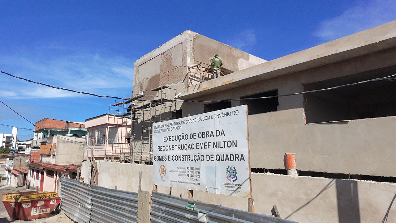 Construção da Escola Nilton Gomes avança com mais da metade da obra concluída