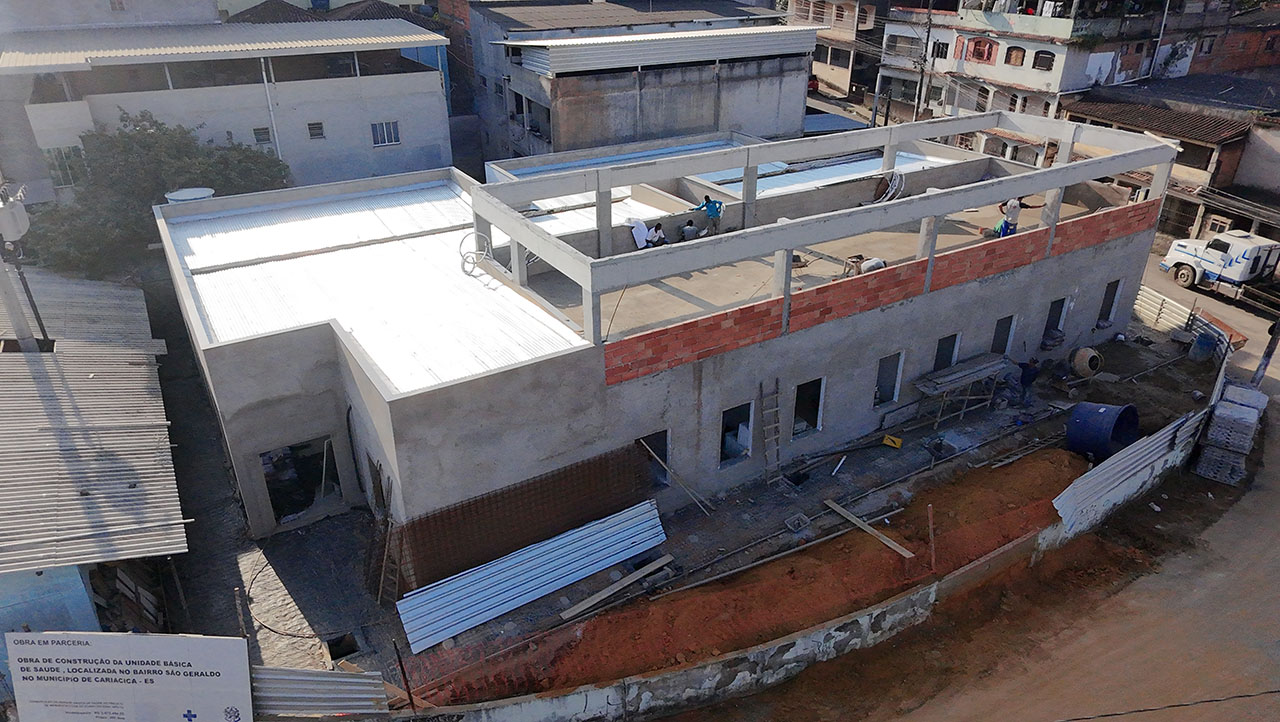 Construção da Unidade de Saúde de São Geraldo avança e já tem 70% dos serviços concluídos
