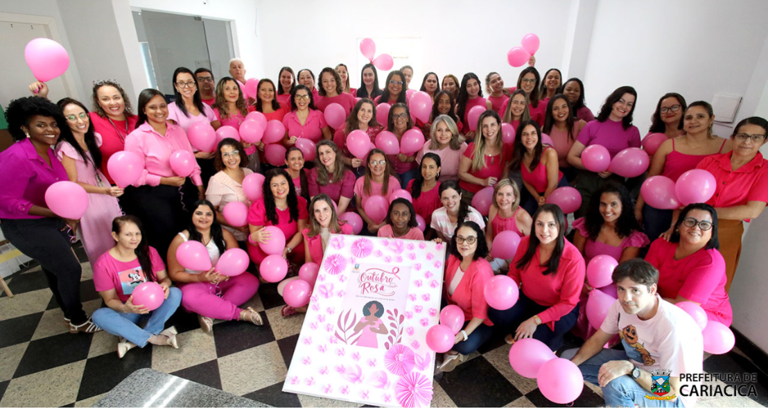Servidores da Saúde demonstram apoio à campanha Outubro Rosa