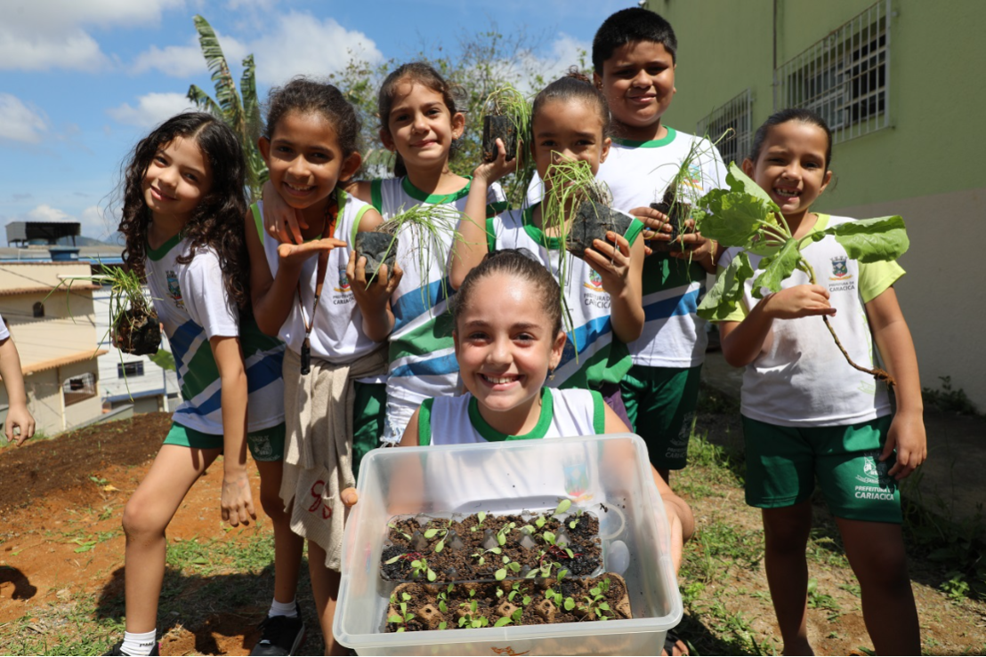 Plantar, colher e aprender: Horta Escolar ensina alunos a cuidar do próprio alimento 