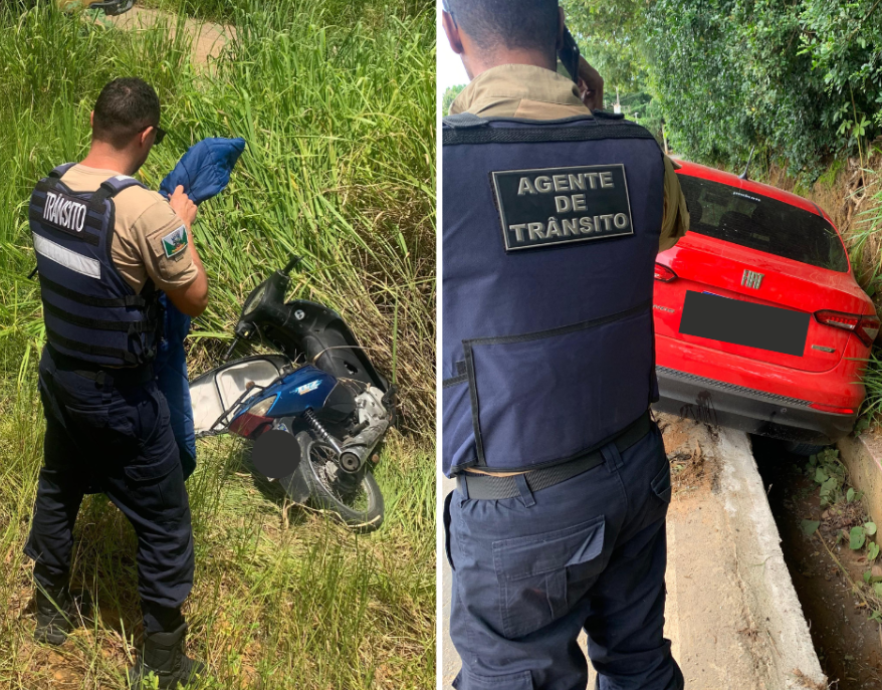 Agentes de Trânsito recuperam uma moto e um carro com restrição de furto e roubo