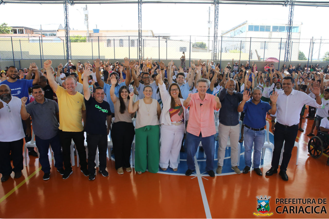 Com estrutura moderna, escola Zaíra Manhães inaugura nova quadra poliesportiva 