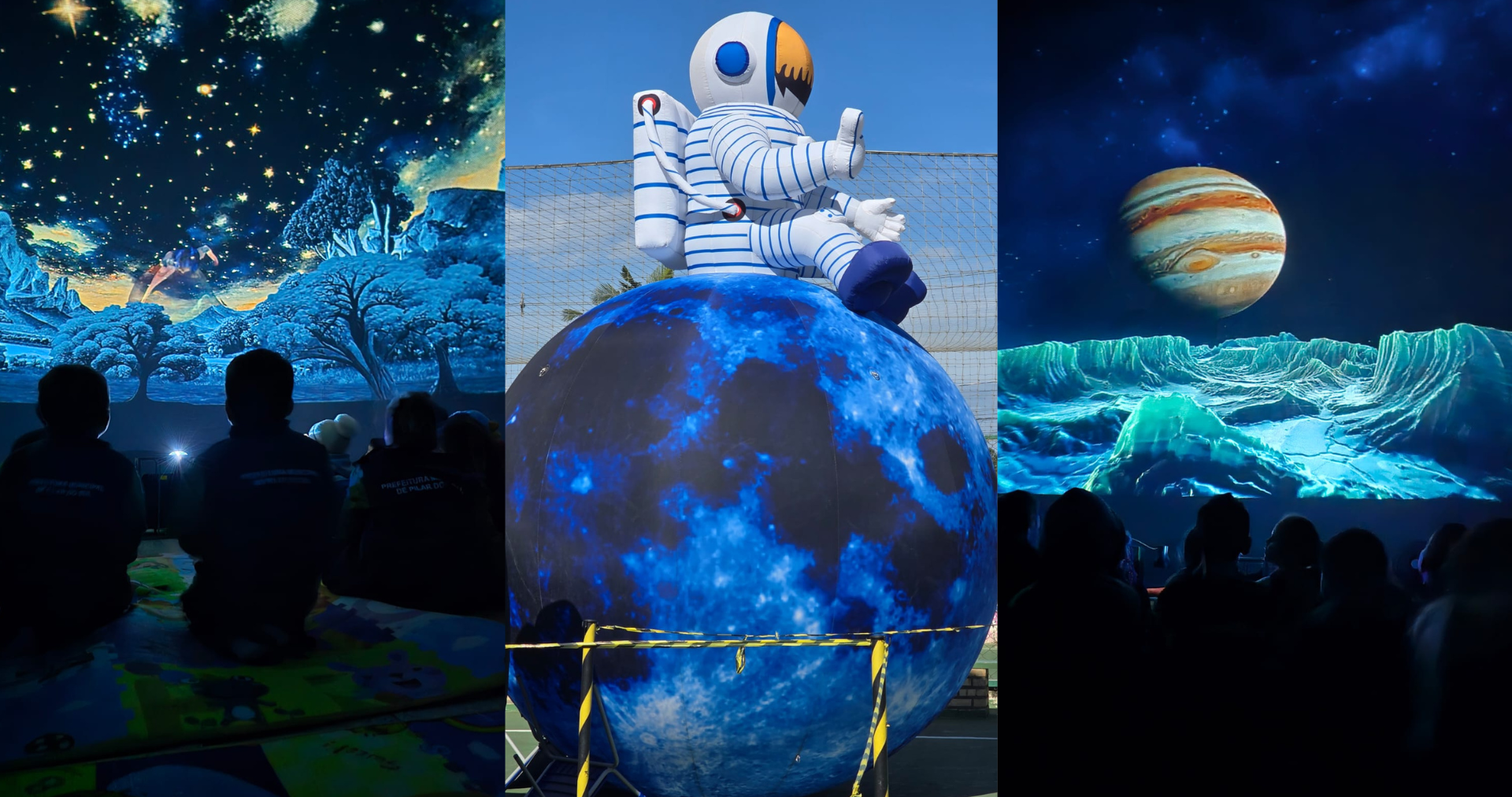 Uma viagem no espaço: alunos participam de aula interativa em planetário móvel 