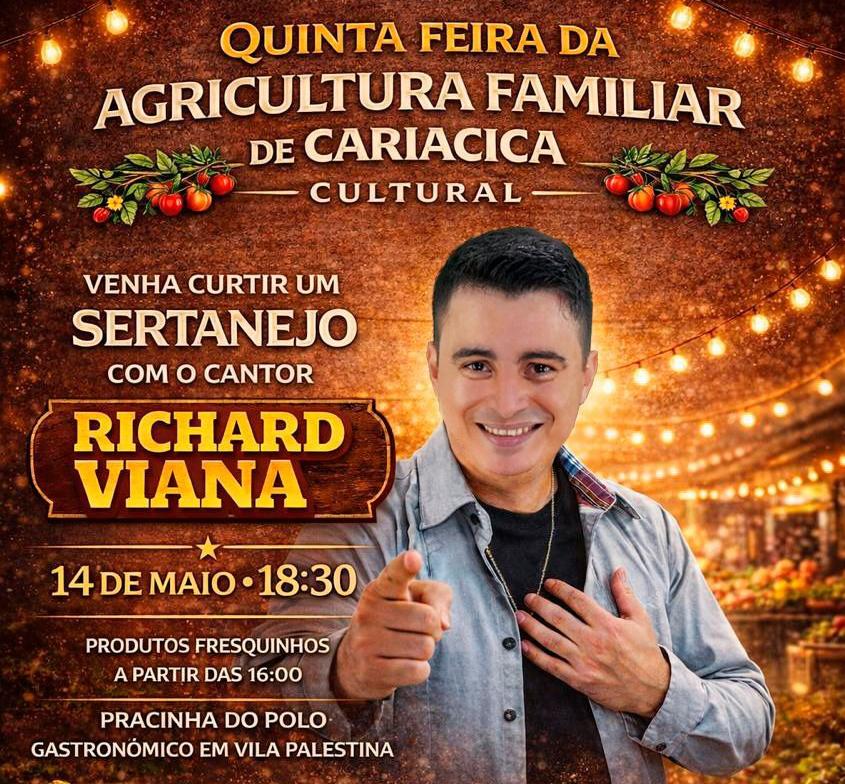 Show sertanejo movimenta Feira da Agricultura Familiar em Vila Palestina na quinta-feira (14) 