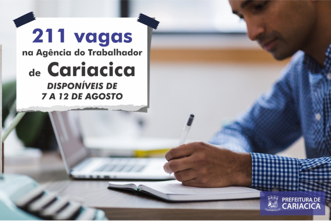 Agência do Trabalhador divulga 211 vagas de emprego com atendimento on-line