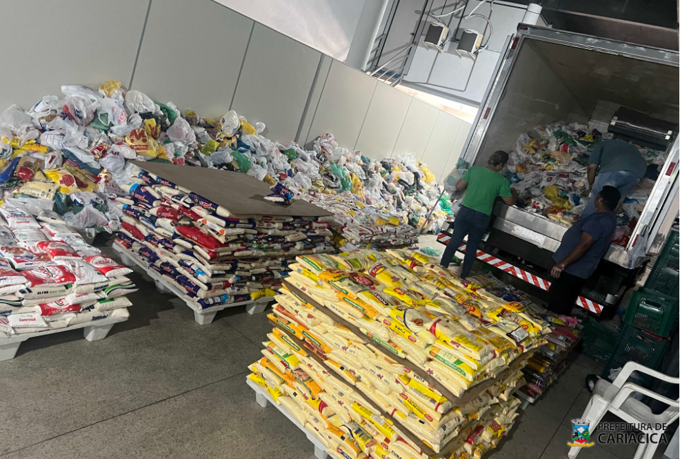 Cariacica recebe mais de 22 toneladas de alimentos a serem doadas para famílias em vulnerabilidade