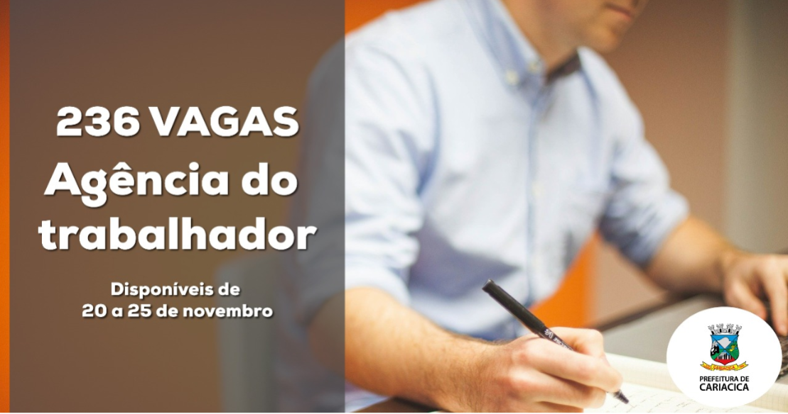 Agência do Trabalhador divulga vagas de empregos e de estágios