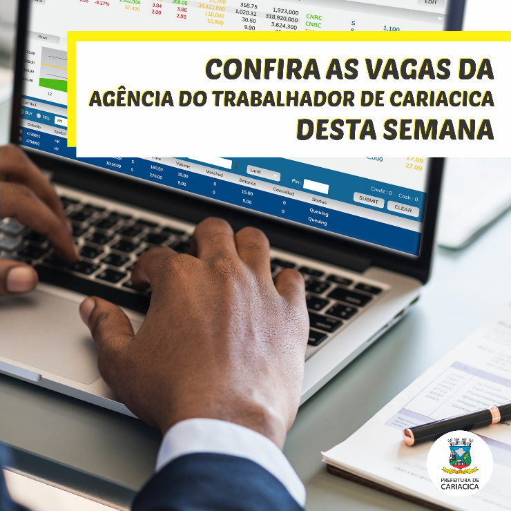Agência do Trabalhador divulga 198 vagas de emprego
