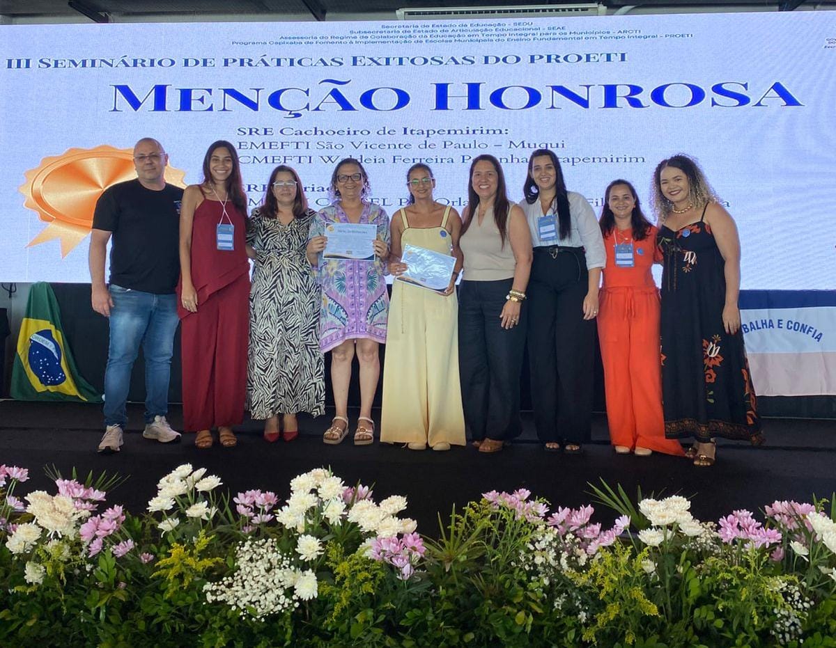 Escola de Cariacica recebe menção honrosa do Governo do Estado durante Seminário de Práticas Exitosas em Tempo Integral 