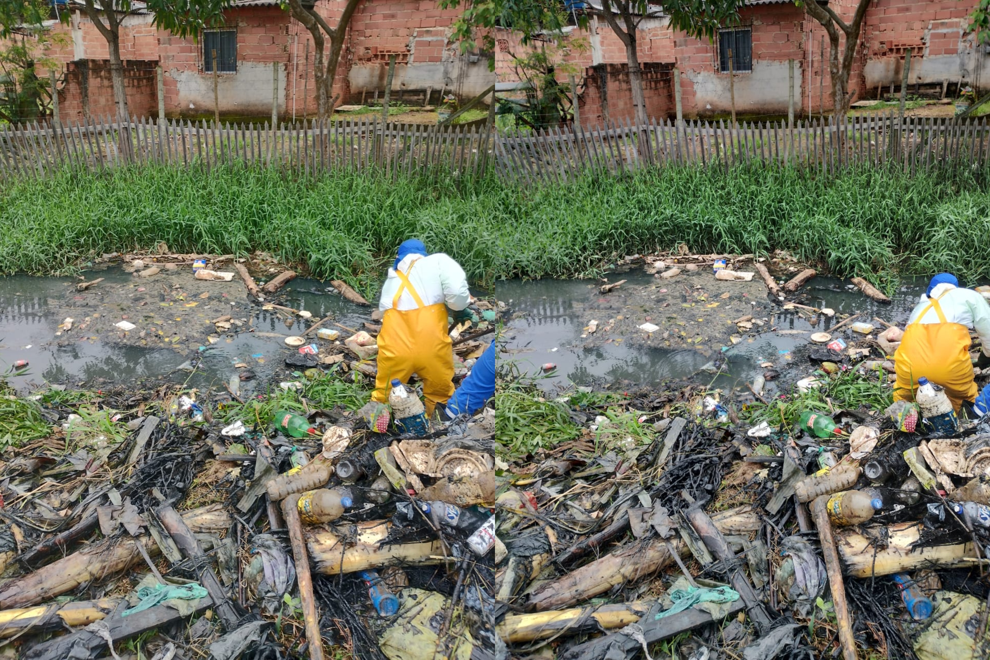Para evitar alagamentos, Semserv remove entulho e lixo doméstico em canais de Cariacica